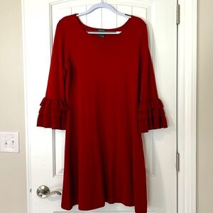 NWOT Gabby Skye red, bell sleeve sweater dress, size XL, office siren, corporate